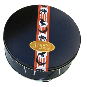 Halloween Cookie Gift Tin with Ribbon in Black