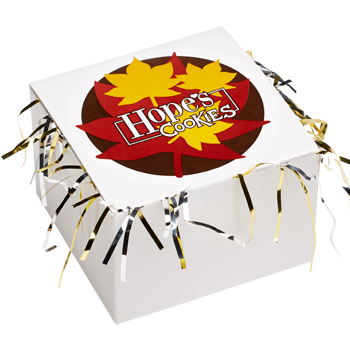 Fall Leaves Cookie Gift Box with Tinsel